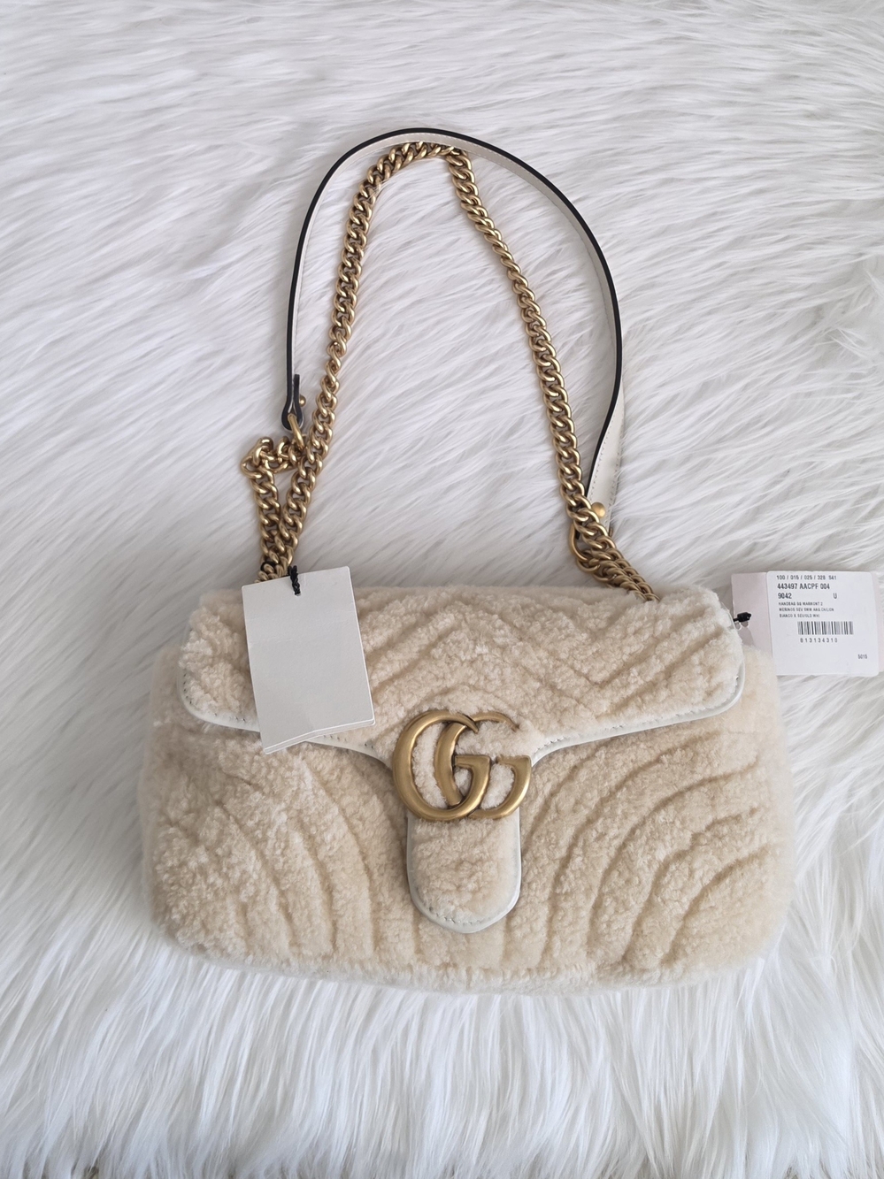 Gucci Small Marmont Shearling Shoulder Bag